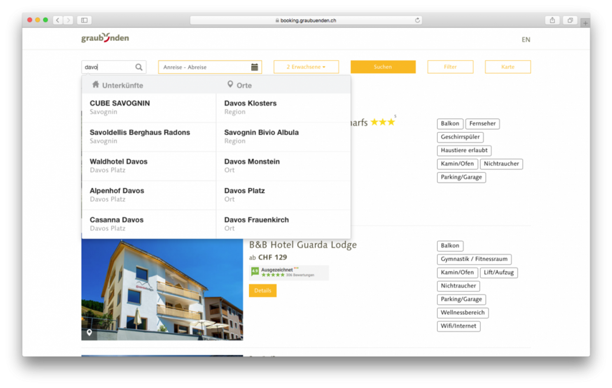 OpenBooking auf graubuenden.ch